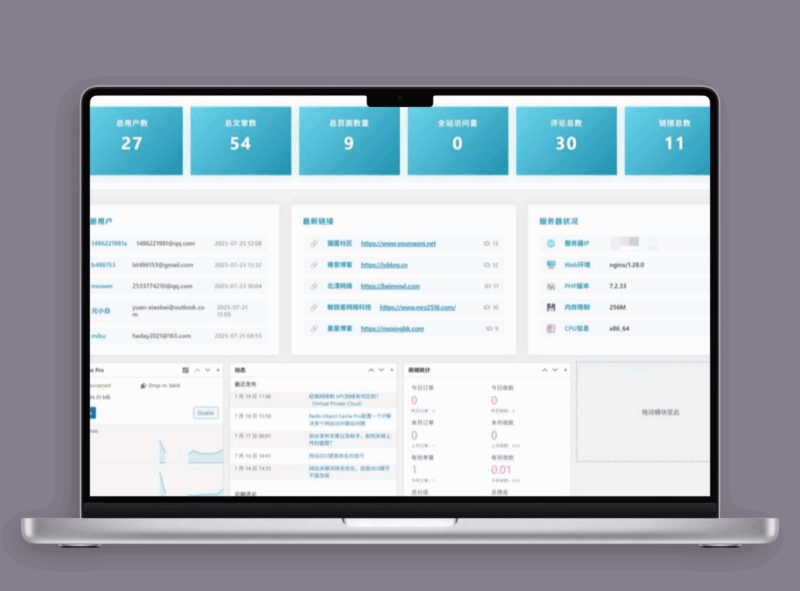 WordPress 后台数据统计美化插件-专注于利州本地信息和服务为一体的网站利州江畔